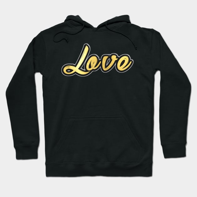 Shiny black and gold LOVE word design Hoodie by Donperion